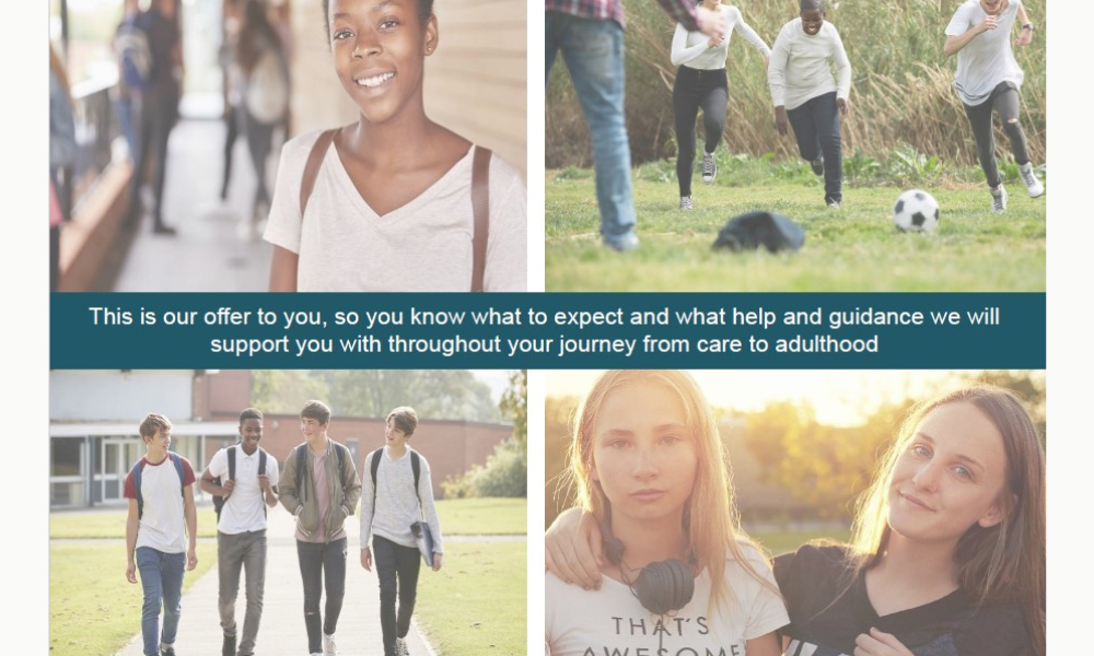 Picture of young people with text: This is our offer to you, so