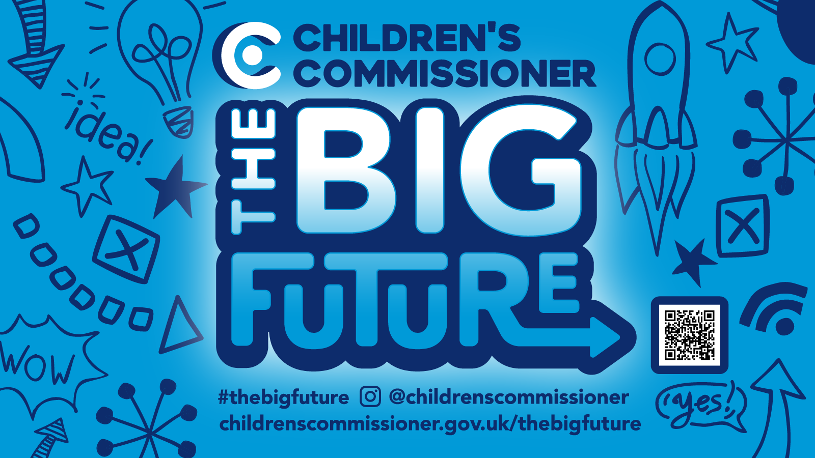 Children's Commissioner The Big Future photo with QR code to survey.
