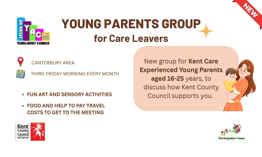 Young parents group for Care Leavers. Flyer with logos..